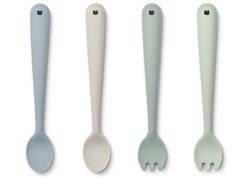 Liewood dusty mint multi mix silicone cutlery set Shea (4-pack)